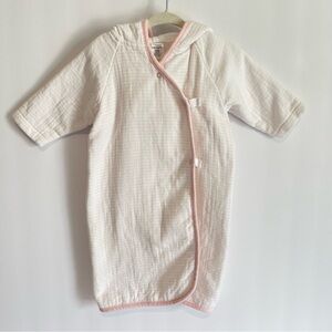 Baby Toddler White & Pink Striped Kids Hooded Terrycloth Bath Robe -One Size